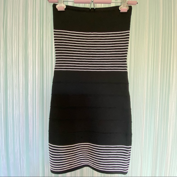 Black and White Stripped Bandage Mini Dress Top Skirt Size XS - Picture 1 of 10